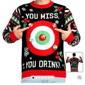 Tipsy Elves Festive Target Sweater - Red, Green, Black